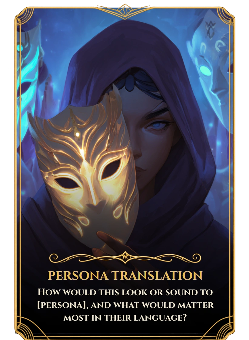 Persona Translation — a DealForge strategy card